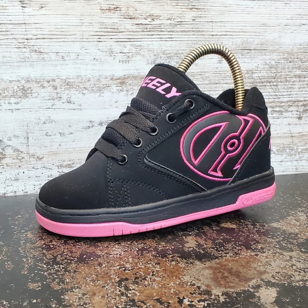 Youth Girls Heelys Propel 2.0 Skate Shoes S 1Y Eur 32 Used Black Pink Roller Whe